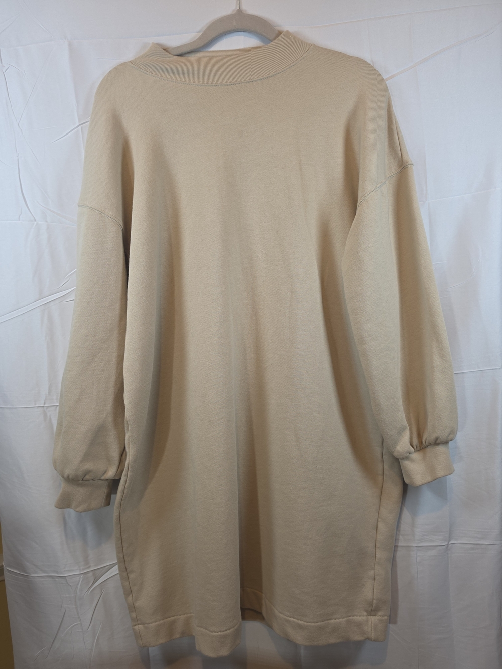 GAP Sand Khaki Sweatshirt Dress Long Sleeve Mock Neck Oversized L